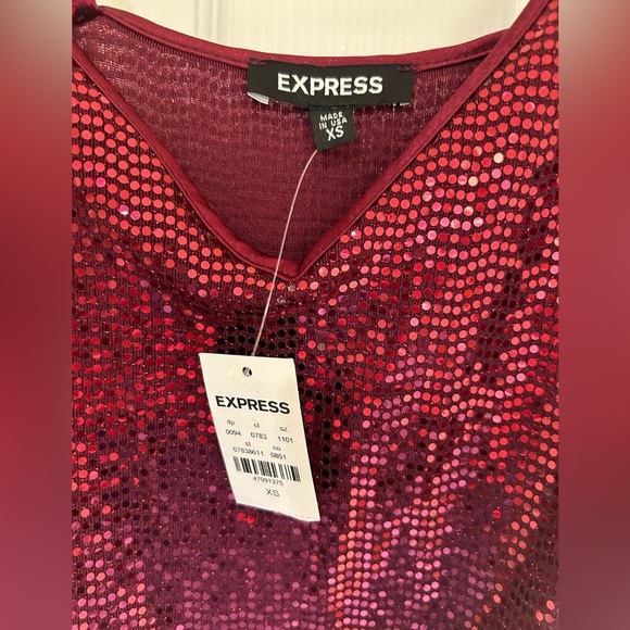 NWT Express red spaghetti strap sequined dress XS - Picture 2 of 7